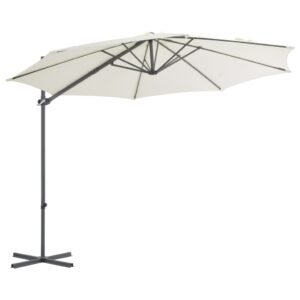 vidaXL Градински чадър с преносима основа, пясъчен